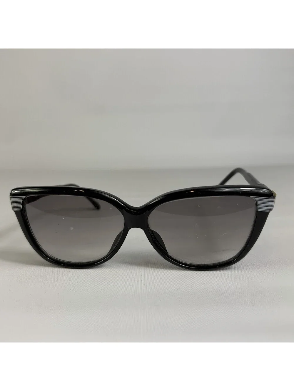 Givenchy Vintage Sunglasses Black Gold Striped val Cat Eye Womens